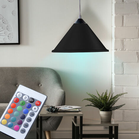 RGB LED Pendel Decken Feder Lampe Fernbedienung Wohn Zimmer Hänge Leuchte DIMMER 