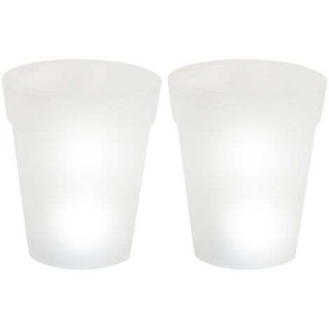 2er Set LED Solar Leuchten Blumen Töpfe Außen Beleuchtungen Dekorationen Steh Lampen