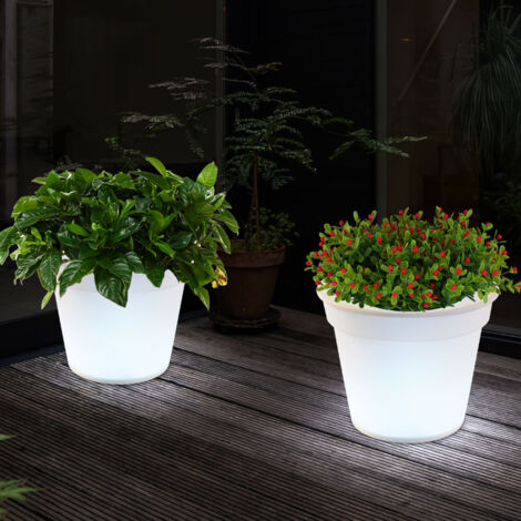 2er Set LED Solar Leuchten Blumen Töpfe Außen Beleuchtungen Dekorationen Steh Lampen