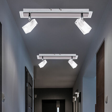 Design Chrom Decken Lampen Strahler beweglich Glas Ess Zimmer Wand Beleuchtung 
