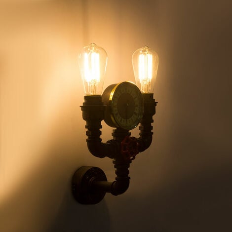 Wasser Retro Beleuchtung Globo 43000W2 Lampe Wand Uhr 2-flammig Rohr Leuchte Quartz Strahler