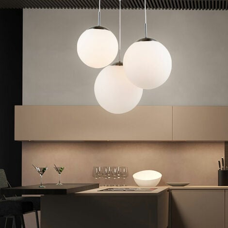 Luxus LED Hänge Lampe Kugel Wohn Zimmer Decken Flur Zug Pendel Chrom Leuchte 