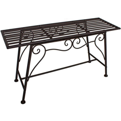 Gartenbank Metall Gartenbank ohne Lehne Outdoor Sitzbank Garten Blumenbank, Rost Optik, max. 200 kg, LxBxH 83x27x45 cm