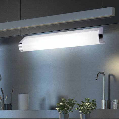 LED T5 verchromt warmweiß, 440Lm Unterbaulampe 8W cm L 34,1 silber, Unterbauleuchte Metall, Schrankleuchte Küchenlampe