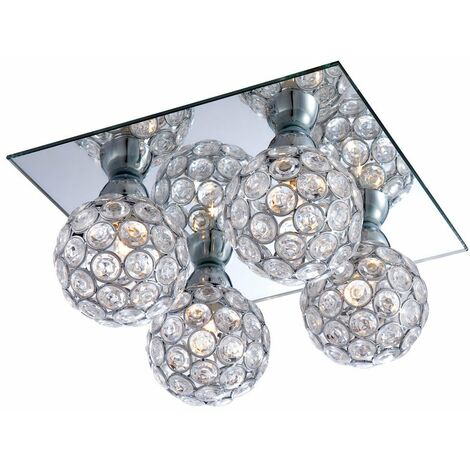 Deckenleuchte Metall Spiegel Kugel Metallgeflecht-Kugel Deckenlampe Acrylkristalle (1/5)