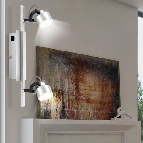 Deckenleuchte schwenkbar Deckenstrahler 2 Flammig LED Wohnzimmerleuchte Decke silber, Alu schwarz, 2x LED 5W 330Lm warmweiß, LxB 40,4x9 cm
