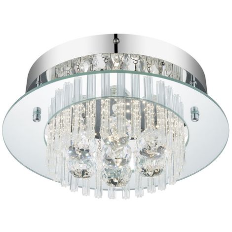LED Glas Kristall Decken Lampe Spiegel Rand Beleuchtung Chrom Flur Bad Leuchte