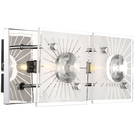 LED Design Wand Leuchte Glas satiniert Spot Strahler eckig Kristall Lampe Chrom