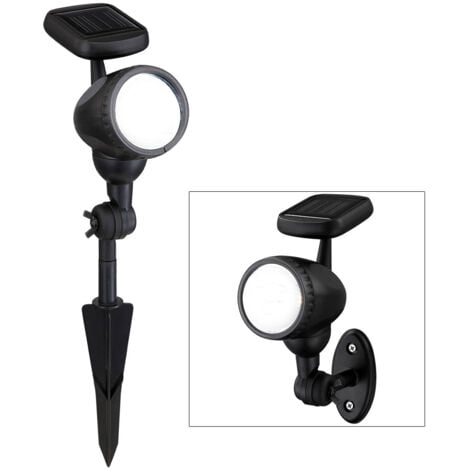 Außenleuchte Solarlampe Solarleuchte Steckleuchte Lampe Garten, IP44 Erdspieß Akku beweglicher Spot, schwarz, 1x LED warmweiß, LxH 8,5x17cm