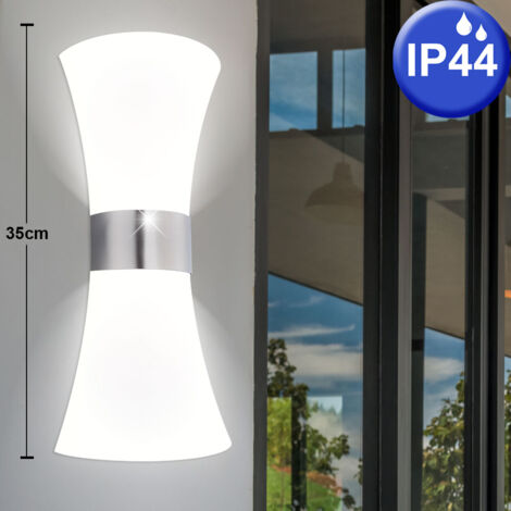 LED Außen Wandleuchte – Edelstahl, 2x10 Watt, IP44, Warmweiß, Höhe 35 Cm, Inkl. Leuchtmittel