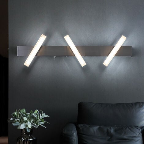 LED Wandleuchte verstellbar Wohnzimmerleuchte Esszimmerlampe Deckenleuchte  silber, bewegliche Spots, 3x 3W 3x185lm 3000K, BxH 17x58 cm