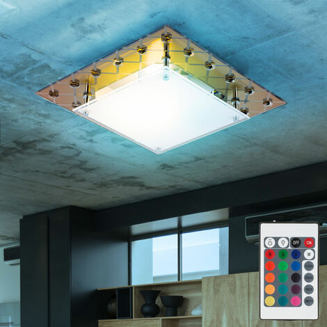 Luxus LED Deckenlampe RGB Farbwechsler Büro Esszimmer Fernbedienung BxL 26x26 cm 