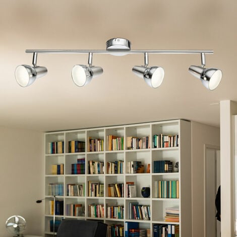 LED Deckenleuchte Spotleiste 4 satiniert, Metall flammig bewegliche Wohnzimmerlampe 4W Schlafzimmerlampe, Deckenlampe Kunststoff chrom Strahler, 4x