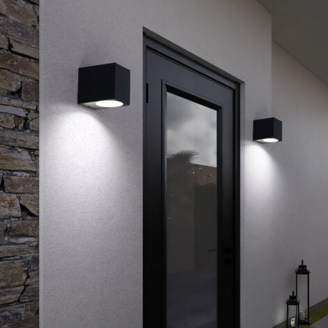 2er Set LED Außen Wand Leuchten Fassaden Down Strahler ALU Spots