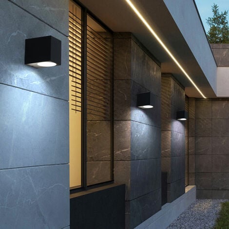 3er Down Lampen Spot ALU Strahler schwarz Fassaden LED Set Beleuchtung Außen Leuchten Haustür Wand