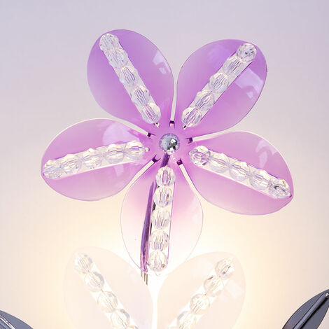 Wand Leuchte Blüten Design Gäste Zimmer Beleuchtung Kristall Blumen Chrom Lampe 