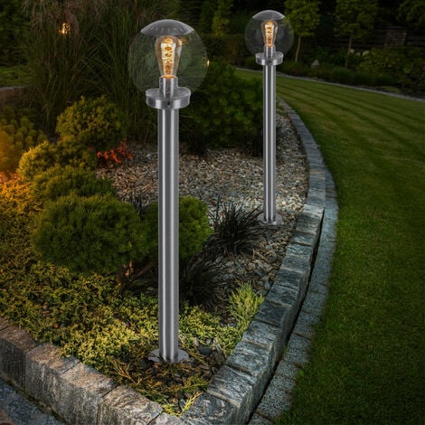 Design Boden Strahler Lampe Edelstahl Glas Balkon Garten Leuchte im Set  inkl. LED Leuchtmittel