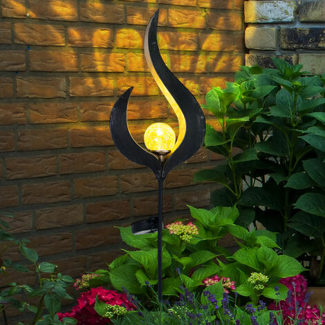 2er Set LED Solar Leuchten Außen Beleuchtungen Dekoration Steck Lampen Flamme Design