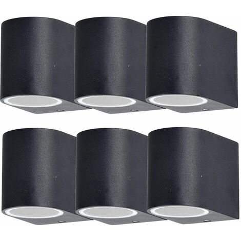 6x LED Außen Wand Down Lampen ALU Veranda Glas Leuchten Garten Strahler schwarz