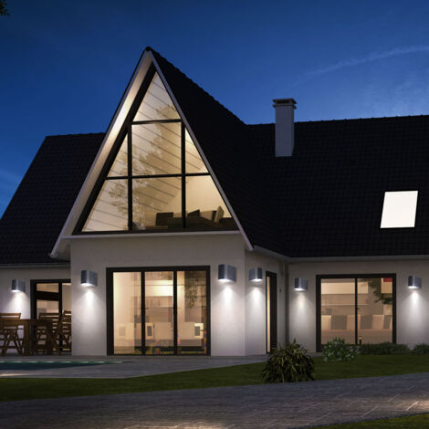6x LED Außen Wand Down Lampen ALU Veranda Glas Leuchten Garten Strahler schwarz