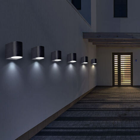 6x LED Außen Wand Down Lampen ALU Veranda Glas Leuchten Garten Strahler schwarz