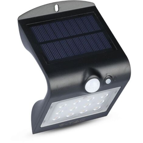 V-TAC VT-767-2 1,5W LED-Solarwandleuchte für externe IP65 + PIR-Sensor schwarz Körper - SKU 8277