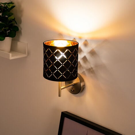Wand Lampe Textil schwarz gold Dimmer Fernbedienung Lese Strahler im Set  inkl. RGB LED Leuchtmittel