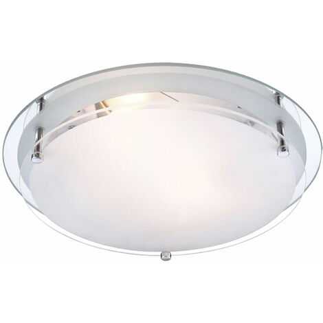 RETRO Decken Lampe Chrom-Antik Ess Zimmer Beleuchtung Glas Leuchte opal rund 