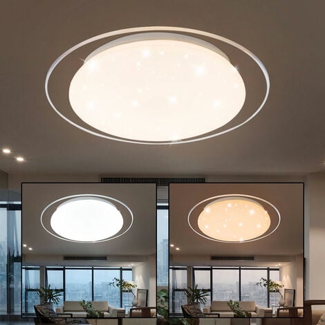 Deckenleuchte Deckenlampe LED mit Watt Acryl, DxH Metall Tageslicht, 12 lm 700 Wohnraumleuchte Sterneneffektlampe CCT Steuerung