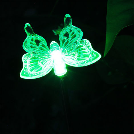 12er Set RGB LED Solar Beleuchtung Schmetterling Erdspieß Libellen Garten  Steck Leuchten Edelstahl