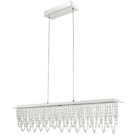 LED Hänge Leuchte Höhe verstellbar Chrom Wohn Zimmer Decken Lampe Design Pendel 