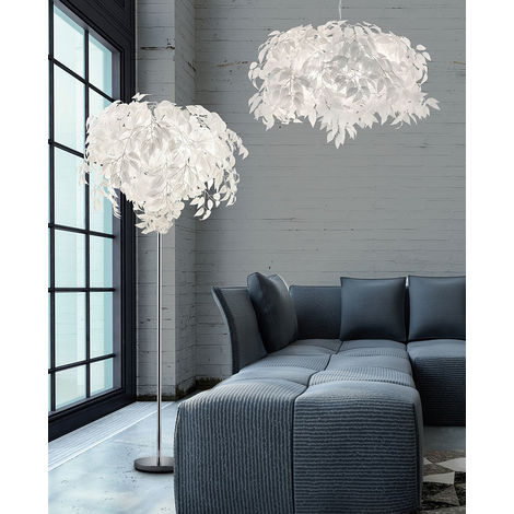 DESIGN Decken Hänge Lampe Blätter Pendel Leuchte Weiß Wohn Zimmer Beleuchtung 