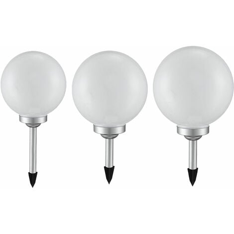 3er Set LED Außen Solar Kugel Leuchten Garten Beleuchtung Rasen Blumenbeet Steck Lampen 20, 25 und 30 cm