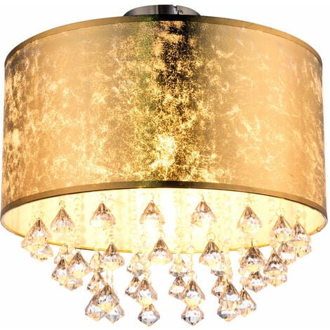 RGB LED Stoff Decken Hänge Lampe dimmbar Wohn Zimmer Pendel FERNBEDIENUNG Gold