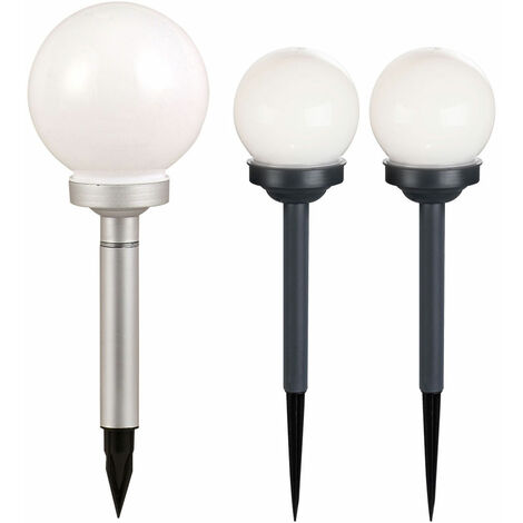 3er Set LED Solar Kugel Lampen Terrassen Steck Strahler Garten Außen Beleuchtung Erdspieß Leuchten