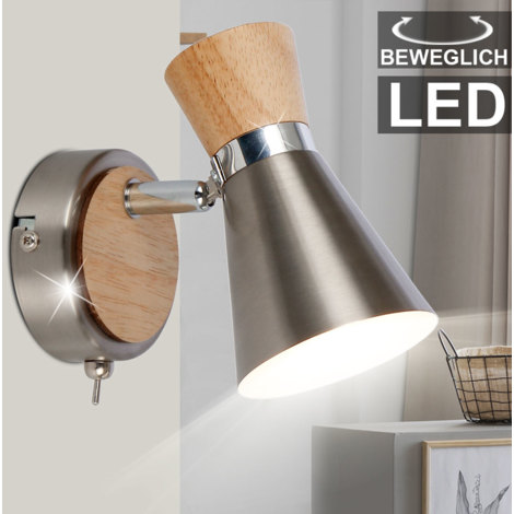 Strahler Lese Leuchtmittel Spot im Schalter Holz Zimmer Wohn inkl. beweglich Lampe Wand LED Set