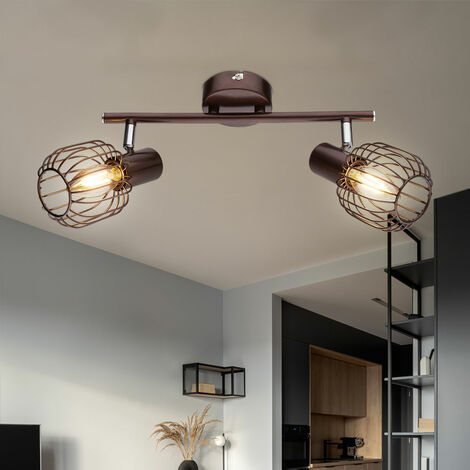 Decken Lampe Leuchte Beleuchtung Metall Bronze Chrom Braun Käfig Design  Spots