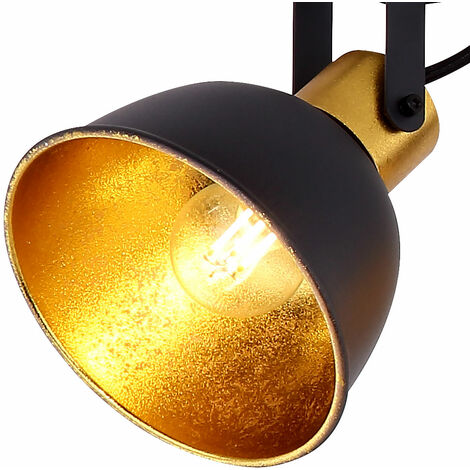 Decken Lampe Wohn Ess Zimmer Balken Leuchte Licht Schiene gold-farben  schwenkbar Globo 54655-4