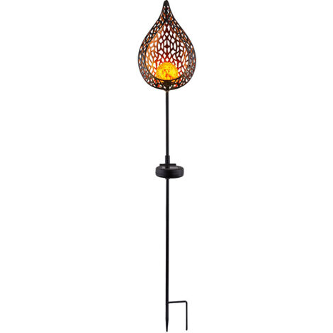 LED Solar Lampe Flammen Optik Glas Kugel Steck Strahler gold Garten Erdspieß Lampe Globo 33531