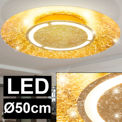 LED Design Decken Leuchte gold Wohn Schlaf Zimmer Beleuchtung Lampe weiß  patiniert Globo 41900-24