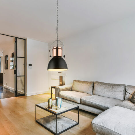 Rustikale Hängeleuchte Aus Metall – Wasserrohr-Design, Kupferoptik, Industrie-Stil, E27