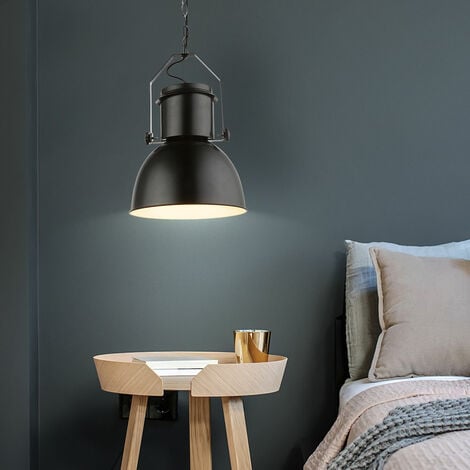 Hängeleuchte Lampe Pendelleuchte Lampe Wohnzimmerleuchte Schlafzimmer,  Retro Metall schwarz, 1x E27 Fassung, DxH 27x120 cm