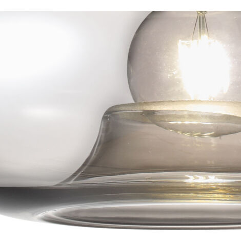 Hängeleuchte Rauchglas Pendelleuchte Retro Esszimmerleuchte hängend rauch, Metall, 1x E27 Fassung, DxH 40x150 cm