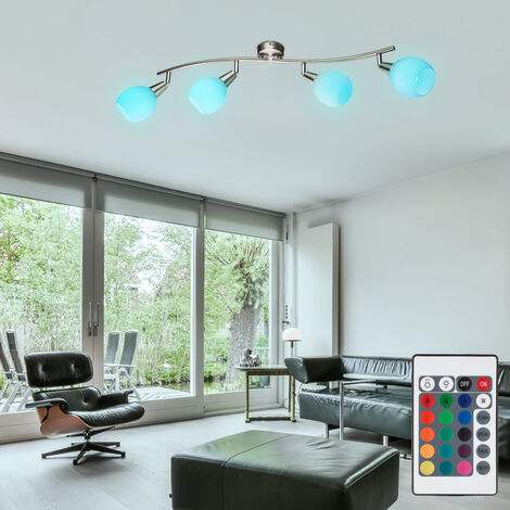 Deckenlampe Deckenleuchte Spotlampe Wohnzimmerleuchte, Fernbedienung  Farbwechsler dimmbar Spots beweglich, LED 3W 180Lm warmweiß, LxBxH  70x31,5x23cm