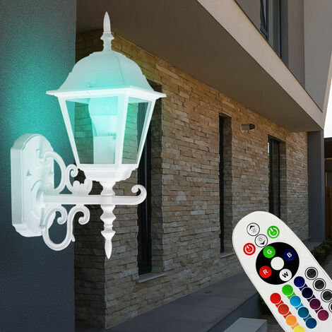 RGB LED Wand Leuchte Fernbedienung Fassaden Laterne ALU Außen Hof Lampe dimmbar 
