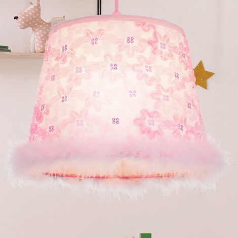 Pendel Lampe Spiel Kinder Zimmer Decken Textil Schirm Mädchen Hänge Leuchte  pink