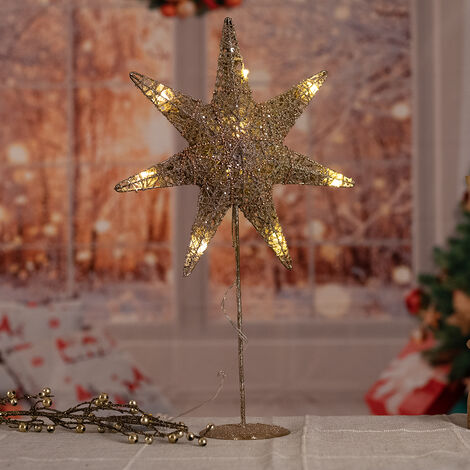 Beleuchtung Stern LED Deko silber 920116 Leuchte Weihnachts Lampe Harms Tisch Steh gold Advents