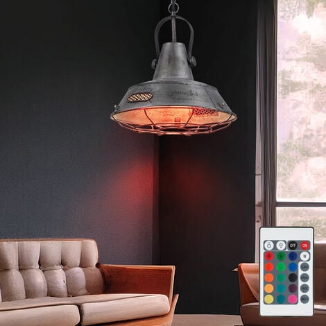RGB LED Holz Pendel Decken Leuchte DIMMBAR Wohn zimmer FERNBEDIENUNG Retro Lampe 