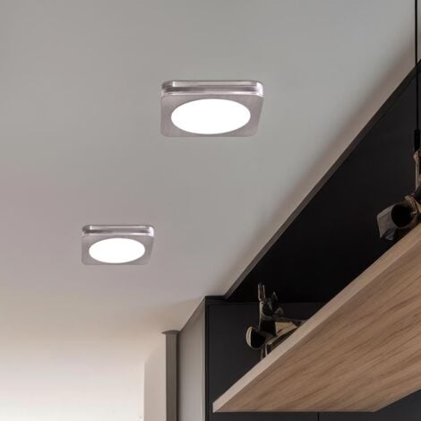 6er Set LED Einbau Strahler silber Decken Leuchten Wohn Zimmer Beleuchtung Flur Spot Lampen eckig Karton beschädigt