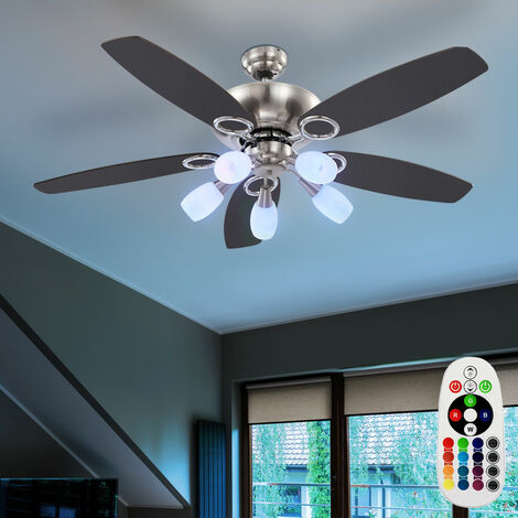 LED Decken Ventilator Wohn Zimmer Lüfter Beleuchtung Glas Lampe Zugschalter 